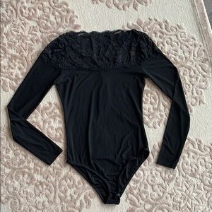 NWT Black lace bodysuit size 4